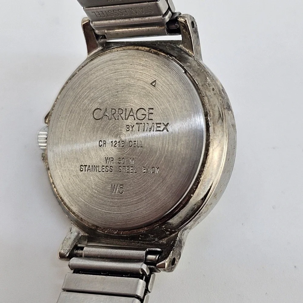 Carriage Timex Women's Watch 25MM White Dial Gray Expansion Band‎ 6